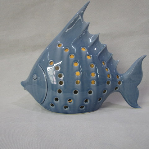 Sea Clown Fish Tealight Holder, Ceramic, Blue/Brown, 20 x 10 x 16 cm