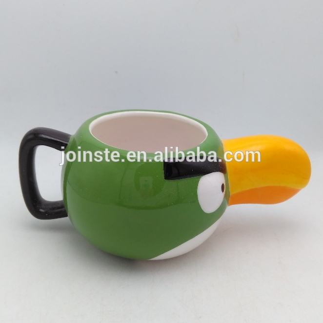 Cute bird shaped ceramic coffee mug with handle