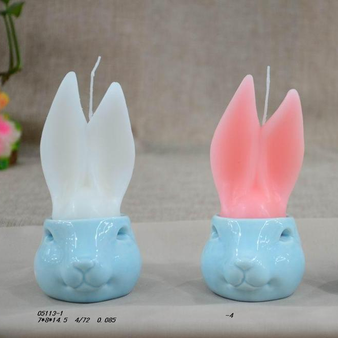 Rabbit Ear Tealight Candles With Ceramic Rabit head Tea light Holder