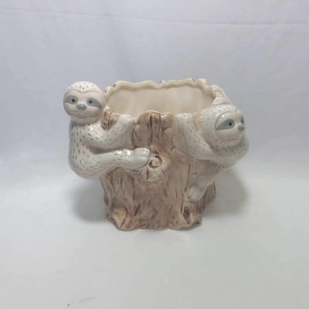 Creative desktop decoration mini tree sloth ceramic flower pots & planters