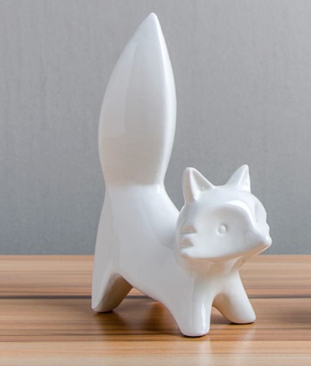 Custom new design white fox decoration pieces ceramic decoration item