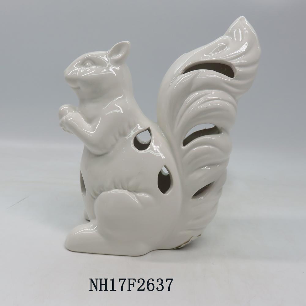 White Ceramic Squirrels sharps LED light for home decoration