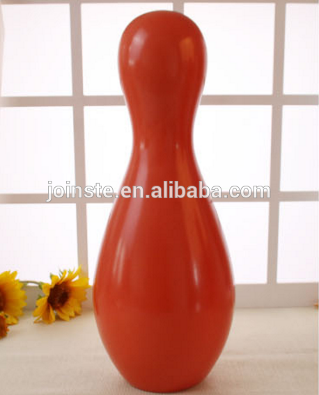 Custom red color bowling shape kids room decoration ceramic home decoration