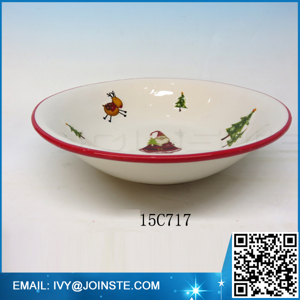 Christmas dinner dishes round shaped printed ceramic plate set