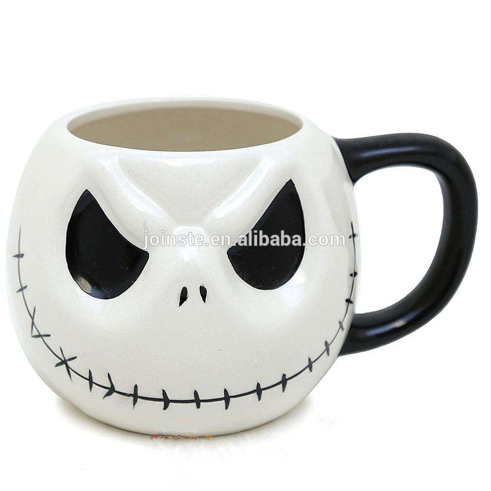 Cute skull embossed porcelain mugs