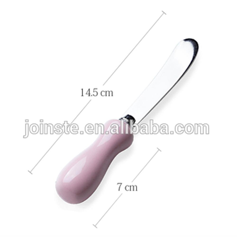 Custom cheap ceramic pink color bread and butter knife high quality