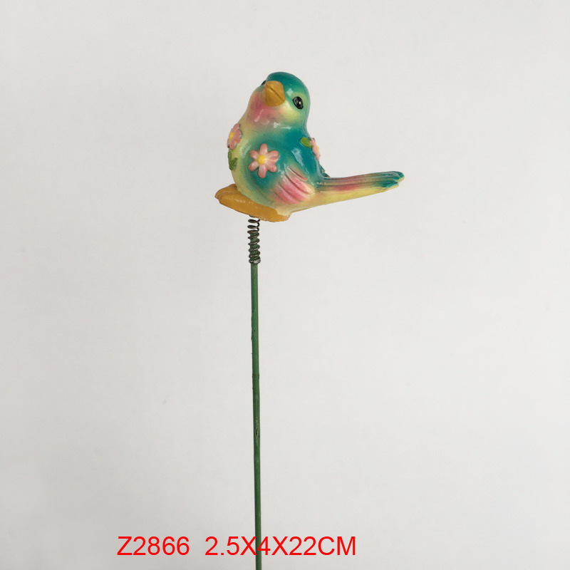 Garden Decor Flower Pot Plant Pick Stake Colorful Song Bird