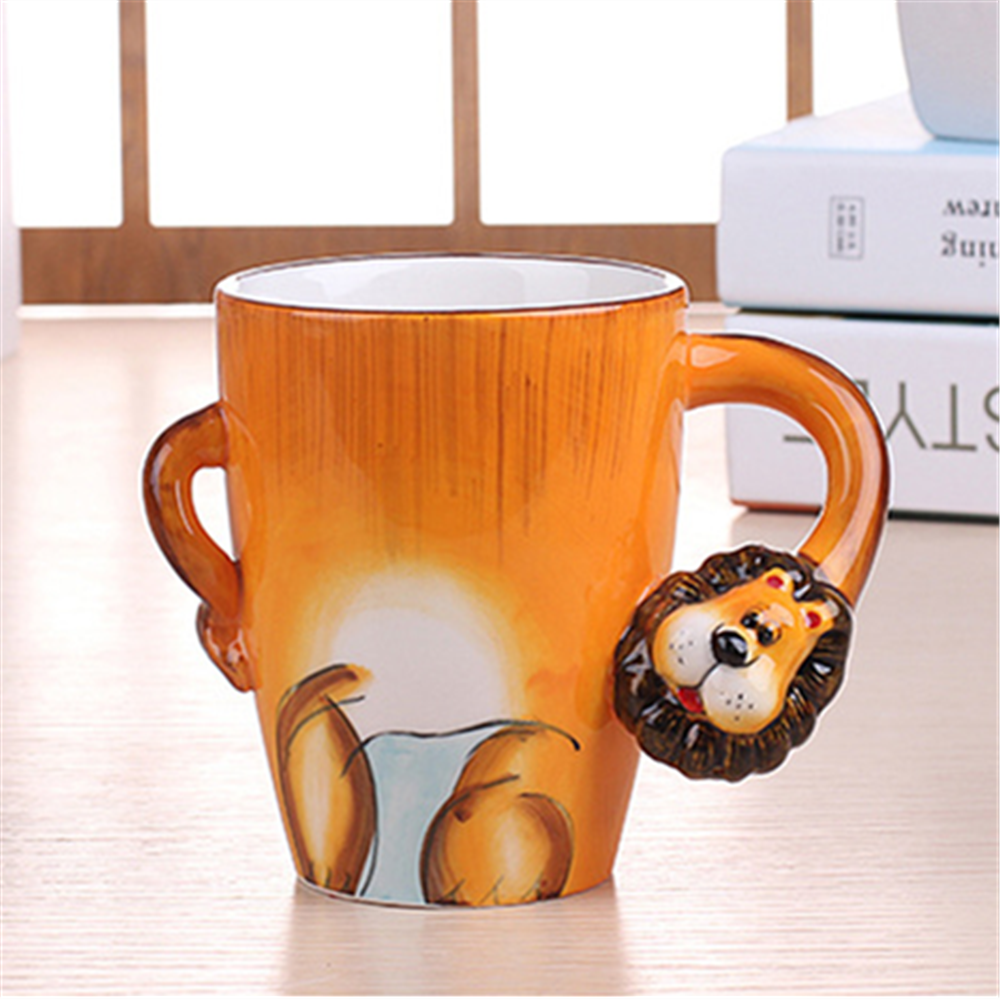 Best funny gift Coffee Mug Cute Cartoon Animal – 13.5 OZ Tea Cup – Little Lion Ceramics Cup