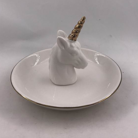 ceramic unicorn jewelry plates , unicorn figurines ring tray customized