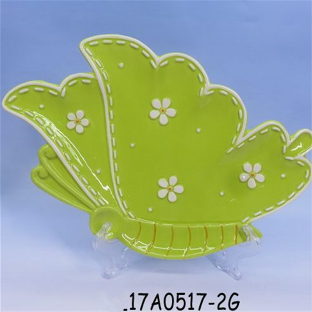 Green butterfly dinner plates ceramic novelty plates and dishes