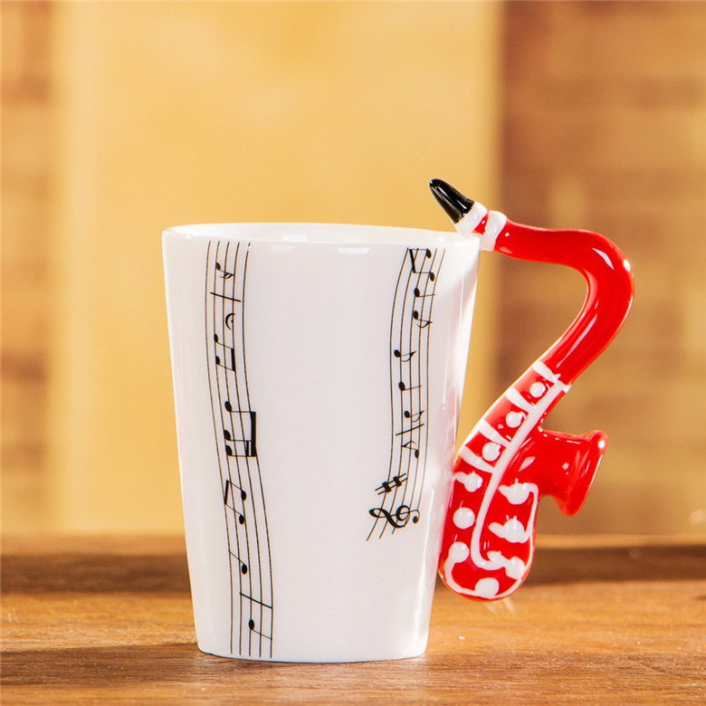 Saxophone Handle Ceramic Coffee Mug cup, Custom musical instruments Mug