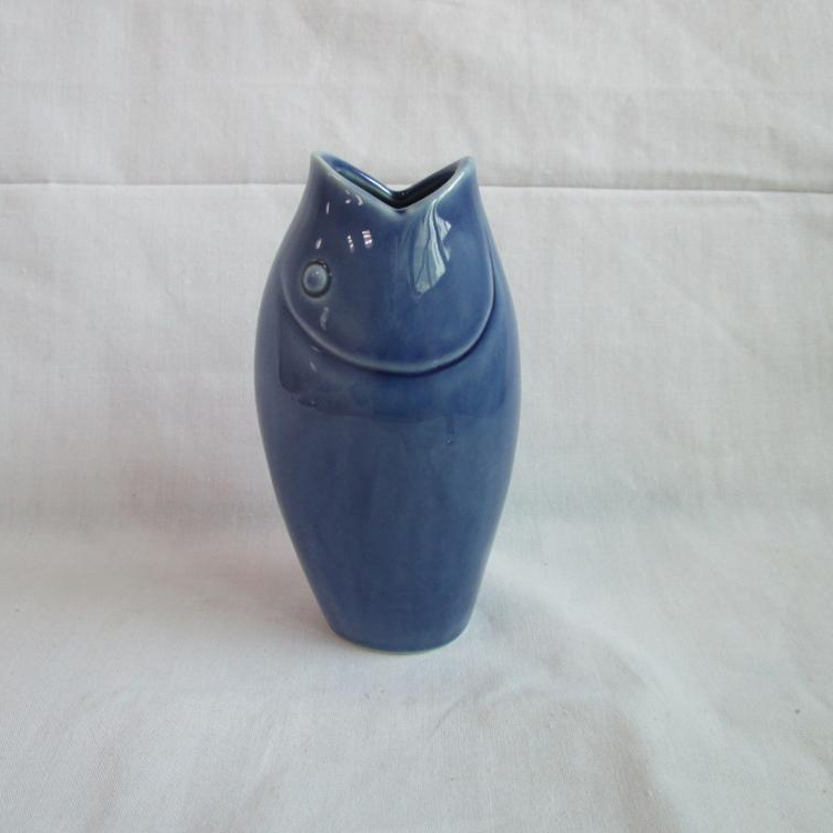 Ceramic Decorative Vases Blue Crackle Finished Ceramic Koi Fish Vase 7.5 X 6.5 X 3.5 Inches Blue