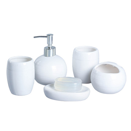 5 piece bathroom set,Ceramic bathroom soap set,full bathroom set