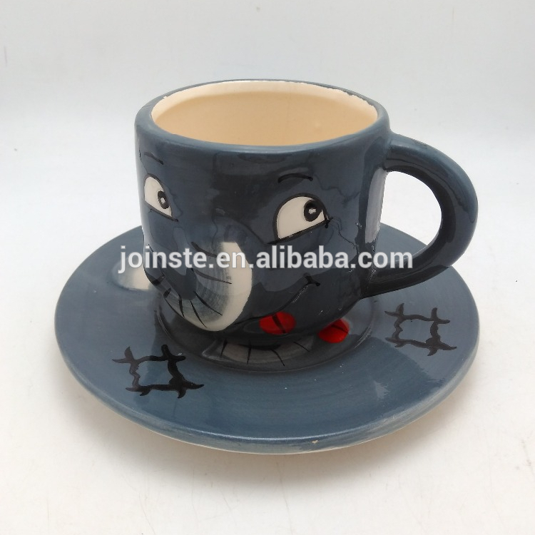 Hand painted ceramic funny gift coffee mug with base