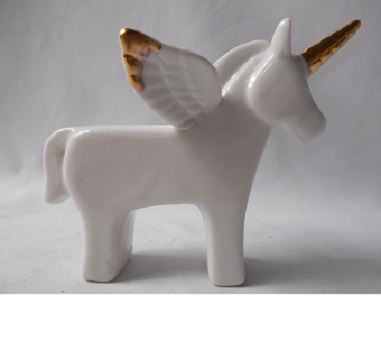 Custom white unicorn with wings decoration pieces ceramic decoration item