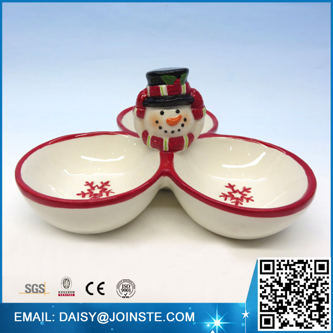 Fiestaware Chip and Dip,Chip and Dip Plate Snowman,Snowman Chip and Dip