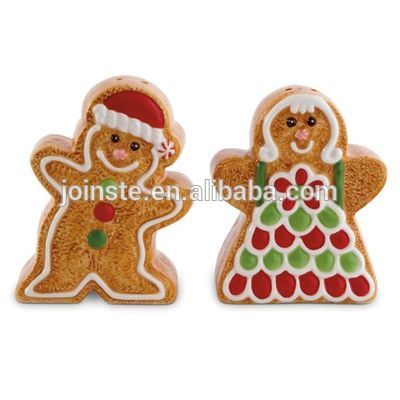 Customized gingerbread man ceramic salt and pepper shaker spice shaker Christmas gift