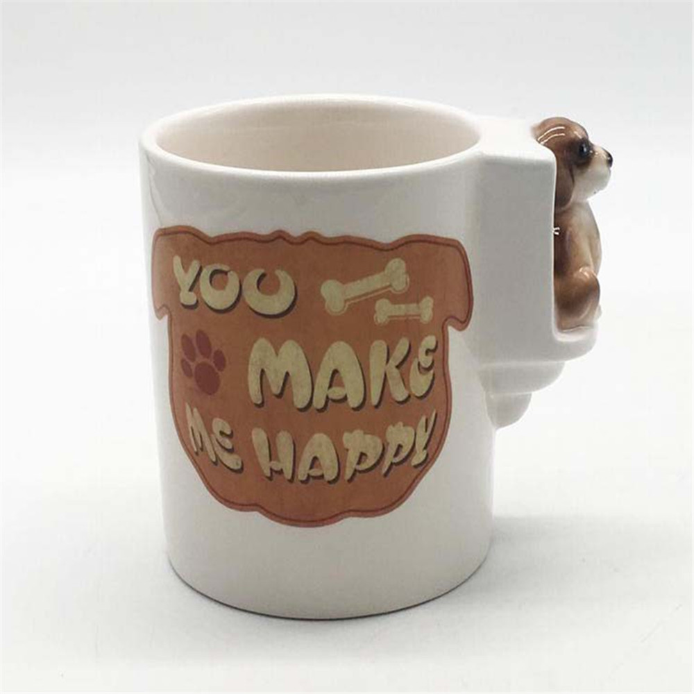 Novelty  ceramic  mug   hand made  coffee mugs  dog handle mugs  for sale