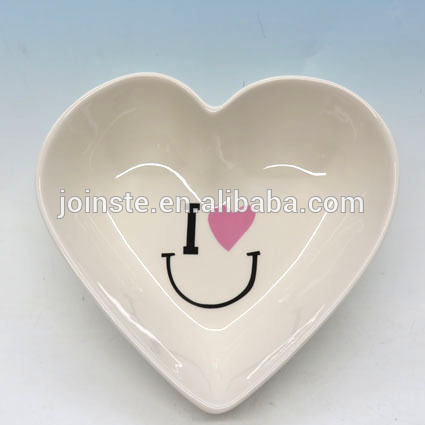 Custom white handmade ceramic plate for Valentine candy dish