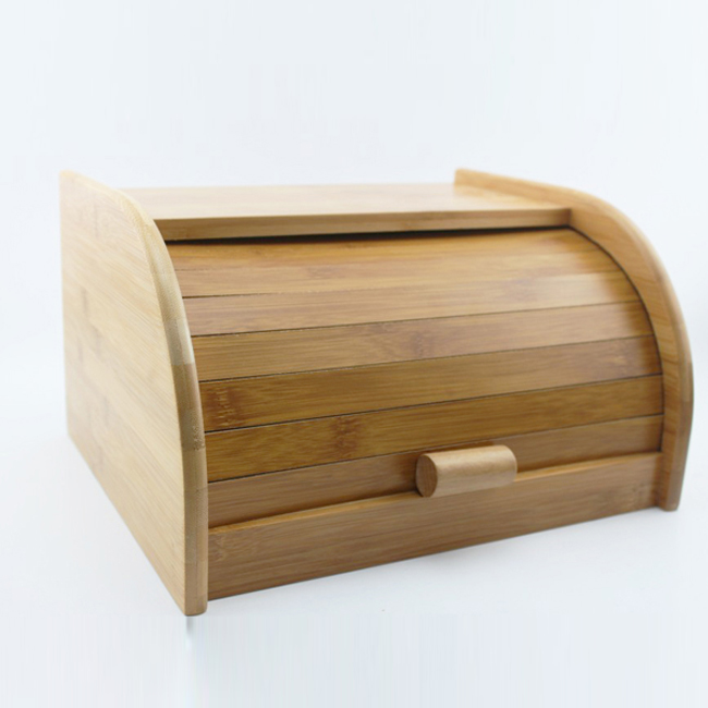 Family Home Bamboo Roll Top Bread Bin Bread Box 15.7" X 10.7" X 6.7"